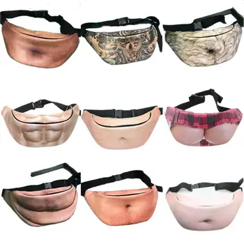Lustige Geldgürteltasche Herren Reisetaschen Fleischfarbene Kreative Bauchtasche Bier Fetter Bauch Hüfttasche
