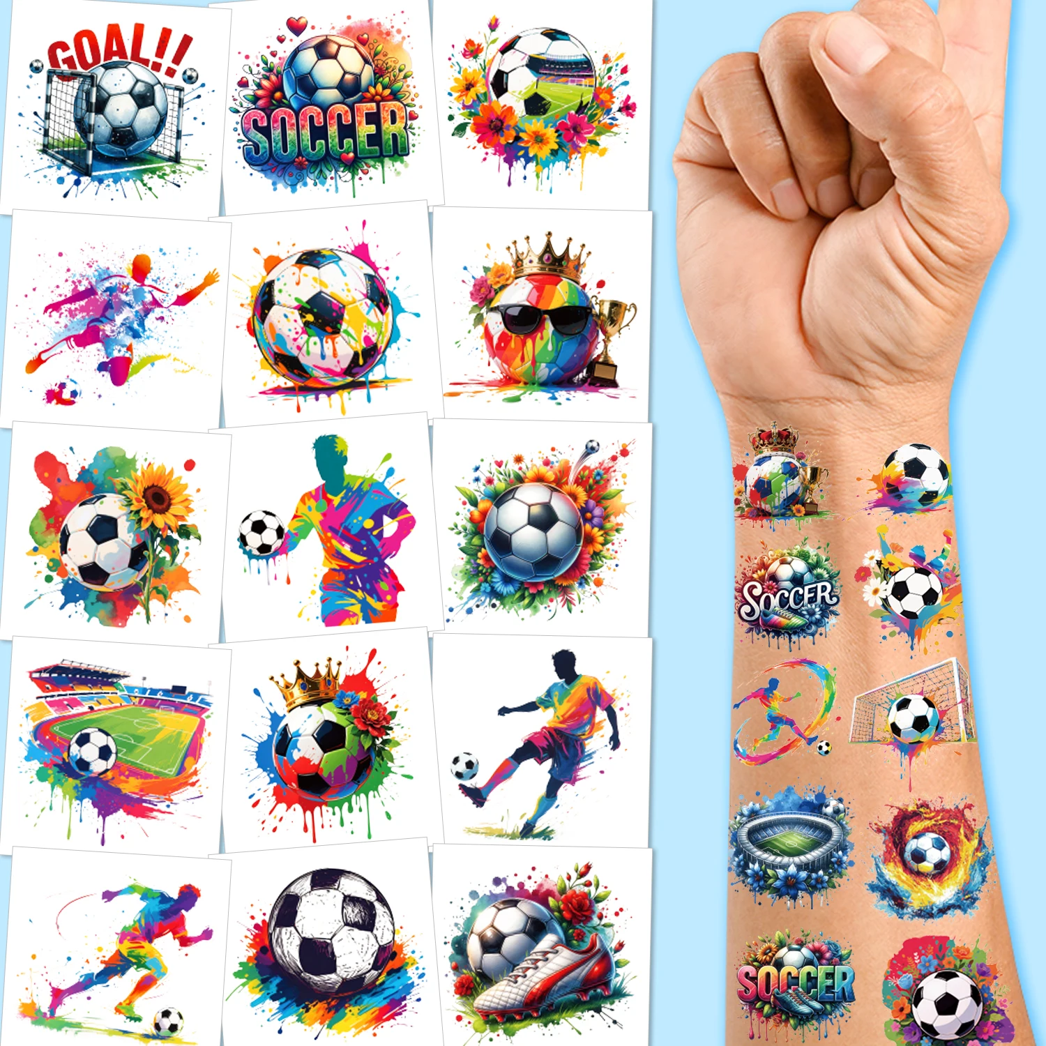 10 Blatt temporäre Tattoos für Fußballsportarten |   Super