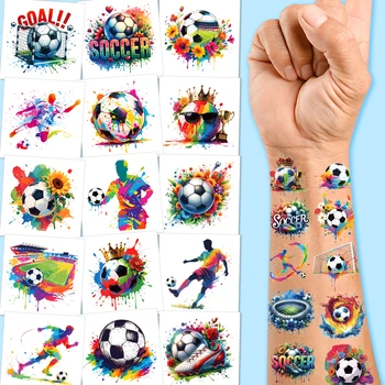 10 Blatt temporäre Tattoos für Fußballsportarten | Super bunte Geburtstagsparty-Geschenke, Zubehör