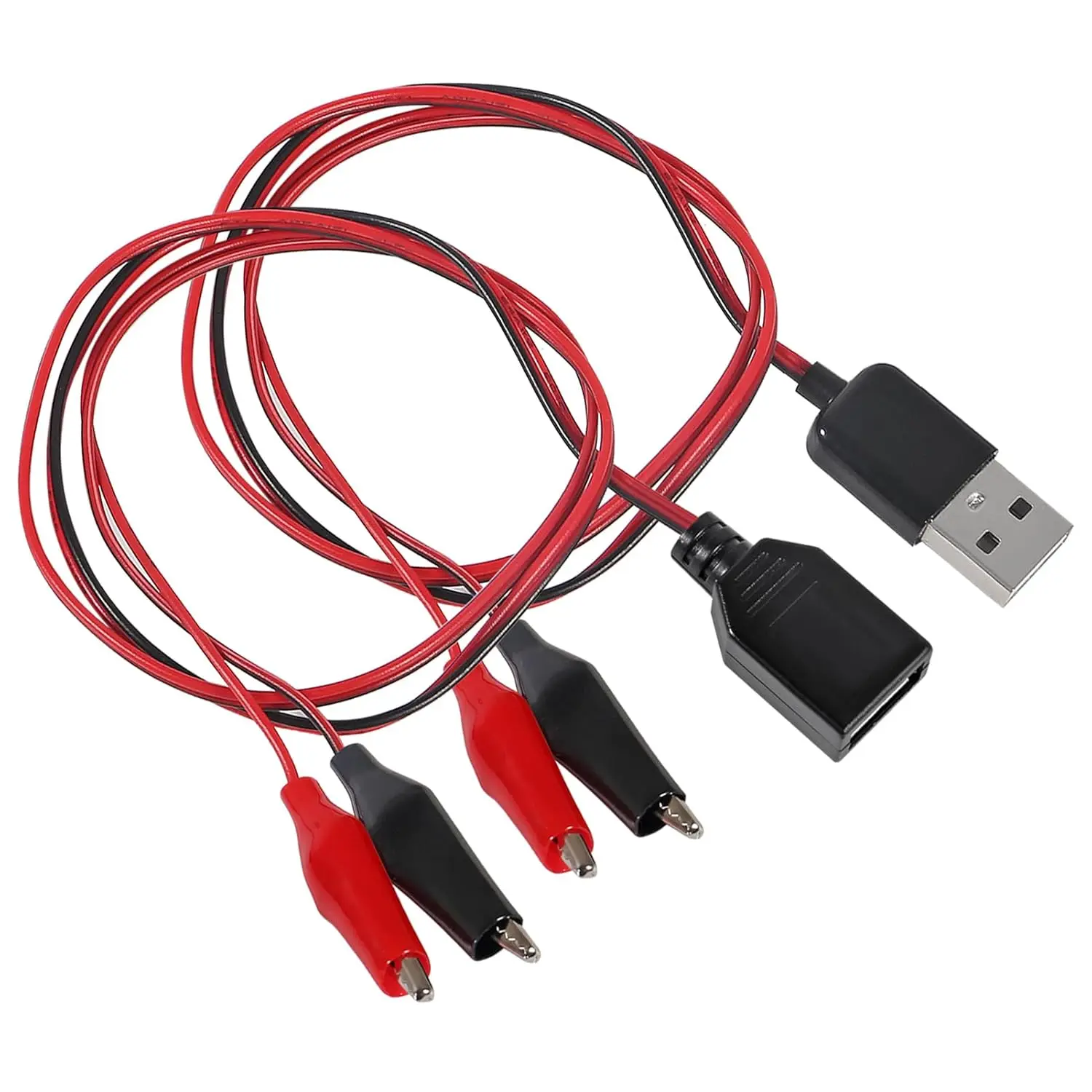 2 Stück USB-zu-Krokodilklemme-Adapterkabel, männlich