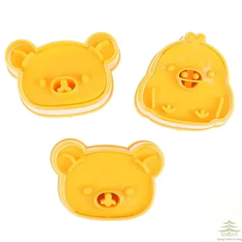 Set Niedliche Bären-Sandwichform Brot-Kuchen-Keks-Prägewerkzeug Krusten-Keksausstecher Backzubehör (3 Stück)