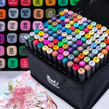 24-80 Farben doppelköpfiges öliges Kunstmarkierungsstift-Set zum Zeichnen, Skizzieren, ölige Marker auf Spitze