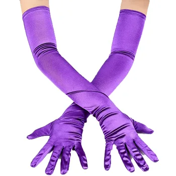 55CM Satin Lange Bühne Leistung Mehrfarbige Frauen Handschuhe Ball Zubehör Cosplay Weiche Glatte Feste Hohe