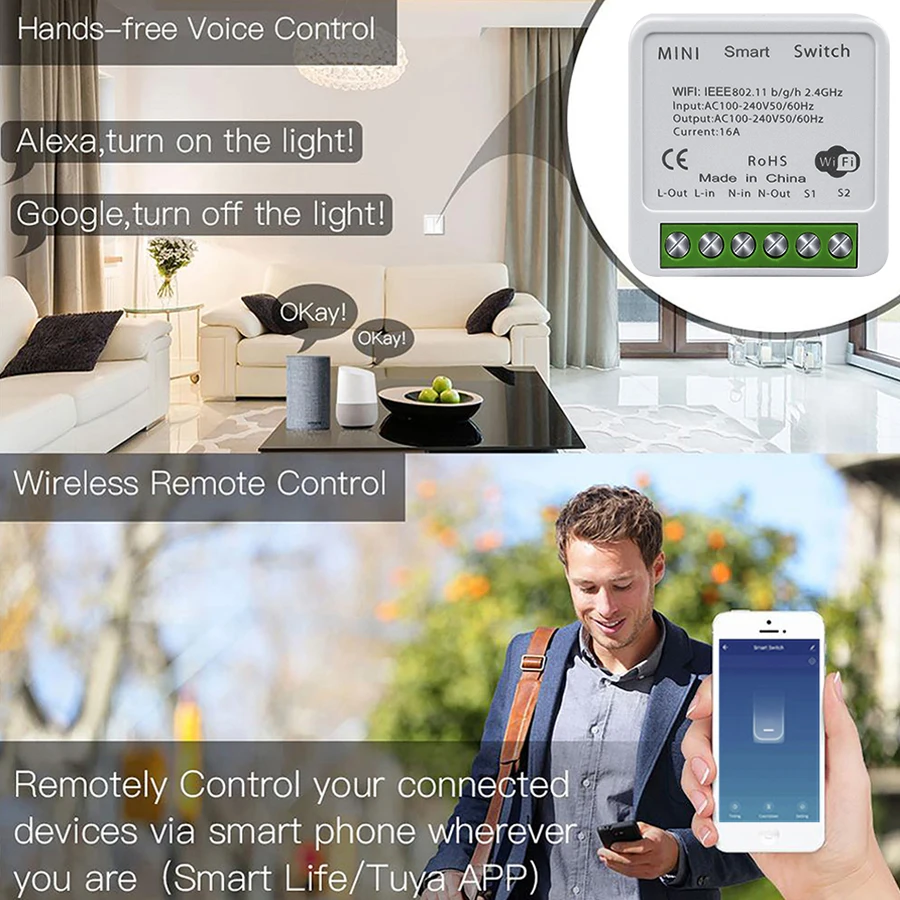 16A 20A Tuya WiFi Smart Switch 2-Wege-Steuerung Mini Smart – Bild 6