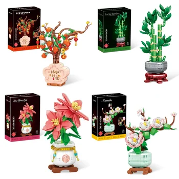 DIY Kreative Dekoration Kunststoff Künstliche Blumen Bausteine Künstliche Blumen Bonsai Kreative Neujahr
