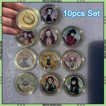 Demon Slayer Produkte Charakter Sammlermünzen Kimetsu No Yaiba Gedenkabzeichen Metallhandwerk Anime Handmünzen