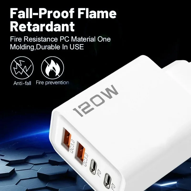 120 W 4 Port USB C Ladegerät PD 3,0 Schnelle Ladestation – Bild 4