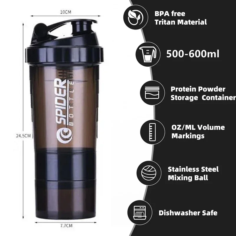 1pc Tragbare Protein Shaker Tasse mit Pulver Lagerung – Bild 6