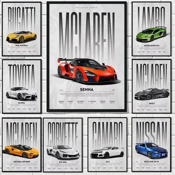 Moderne Berühmte Autos W16 750S Leinwand Malerei Wand Kunst Mode Luxus Sport Auto Poster Drucke Für Wohnzimmer