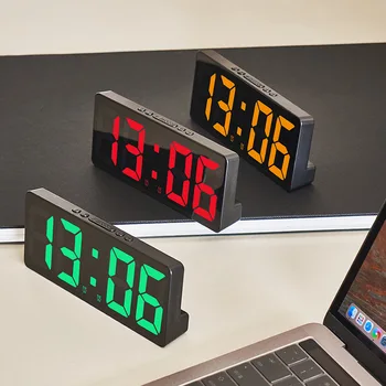 Digitaler Wecker, Sprachsteuerung, Temperatur, Schlummerfunktion, Nachtmodus, Desktop-Tischuhr, 12/24 Stunden