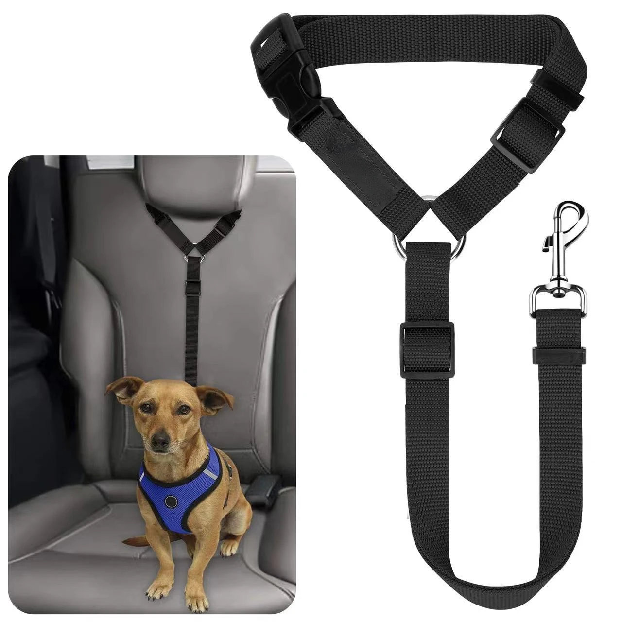 Einfarbig Zwei-in-one Haustier Auto Sitz Gürtel Nylon Blei