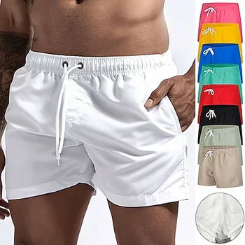 Herren-Badeshorts, Badehose, schnell trocknend, Boardshorts, Badeanzug, atmungsaktiv, Kordelzug mit Taschen