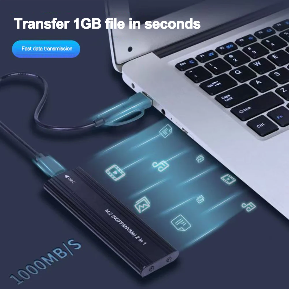 M2 SSD-Gehäuse NVME SATA Dual Protocol M.2 auf USB Typ C – Bild 2