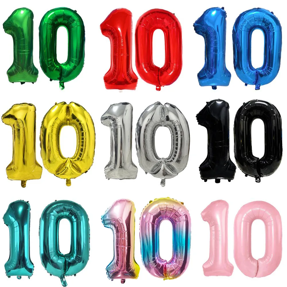 Nummer 10 Ballon 10-stelliger Ballon Zehn blaue Figur Grüner