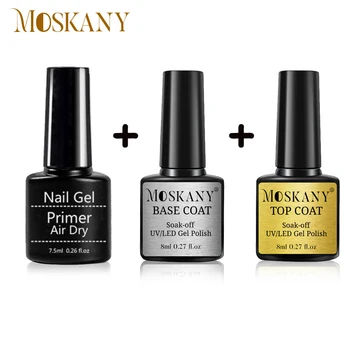 Acryl No-Säure Primer Nail Art Set mit Grundlack und Decklack Soak Off Gel Nagellack für Nail Art Design Tool