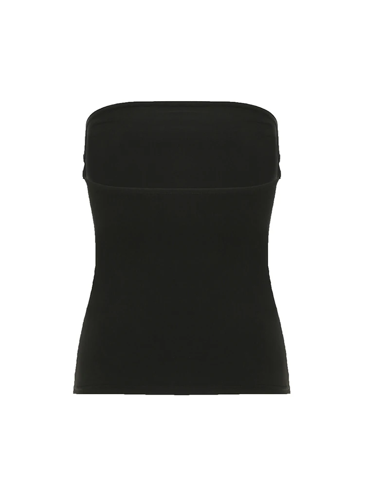 Gothic Print Schwarz Trägerloses Tube Top Damen Skinny – Bild 6