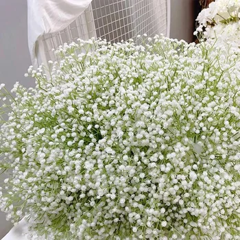 Künstliche Schleierkrautblumen, fühlen sich echt an, Gypsophila, geeignet für Hochzeit, Braut (50 Stück)