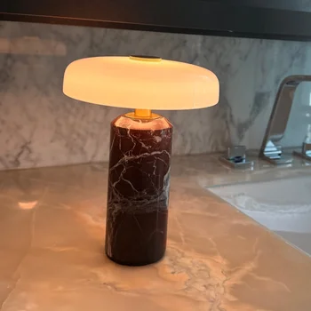 Tischlampen, luxuriöses Glas, 110 V/220 V, Marmor, USB-Beleuchtung, wiederaufladbar, Raumstimmungslicht