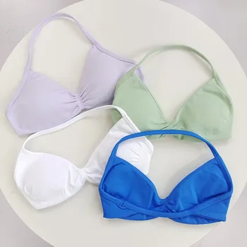 Hochstützender Sport-BH zum Schnüren für Damen - Leibchen mit dünnen Trägern, nahtlos, eng anliegend