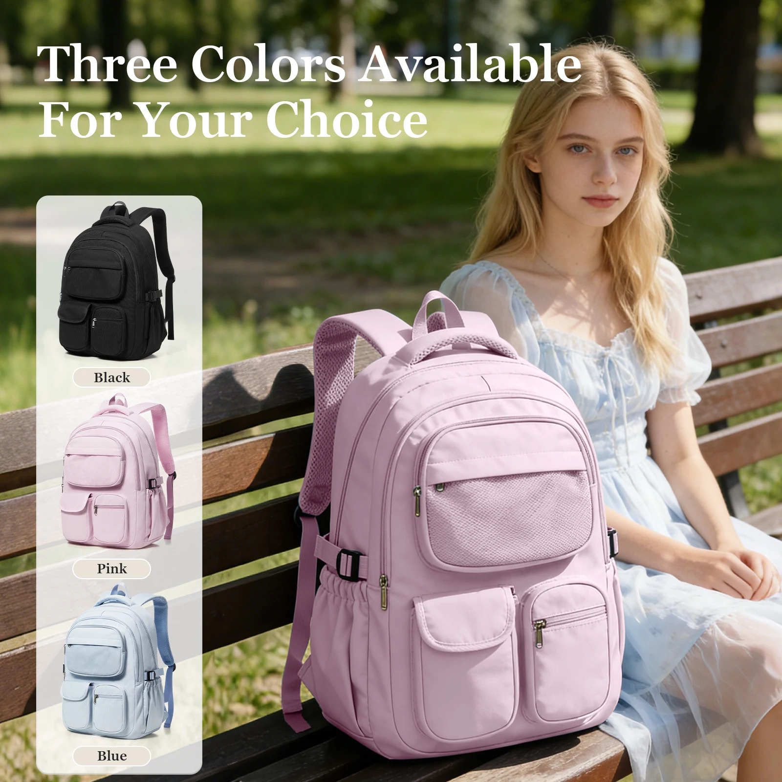 Schulrucksack für Teenager-Mädchen, Laptop-Rucksack mit – Bild 5