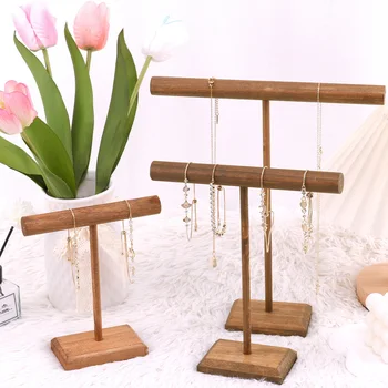 Holz Schmuck Armband Lagerung Display Kette Uhr T-Bar Rack Organizer Harte Ständer Halter Schmuck Display