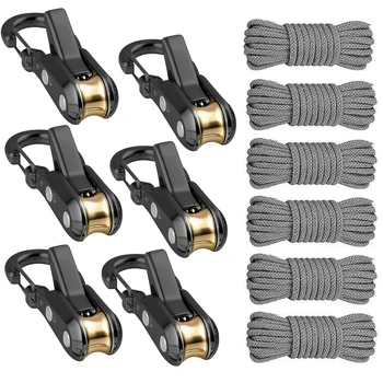 Seilset mit Rollenspanner, Metallrolle, Campingzelt-Sicherungsseil, ausgestattet mit Sicherheitsverschluss