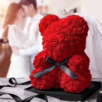 Home Romantischer Valentinstag Ewiger Rosenbär, Weihnachten, Hochzeit, Blumendekoration, Geschenk, kreativer