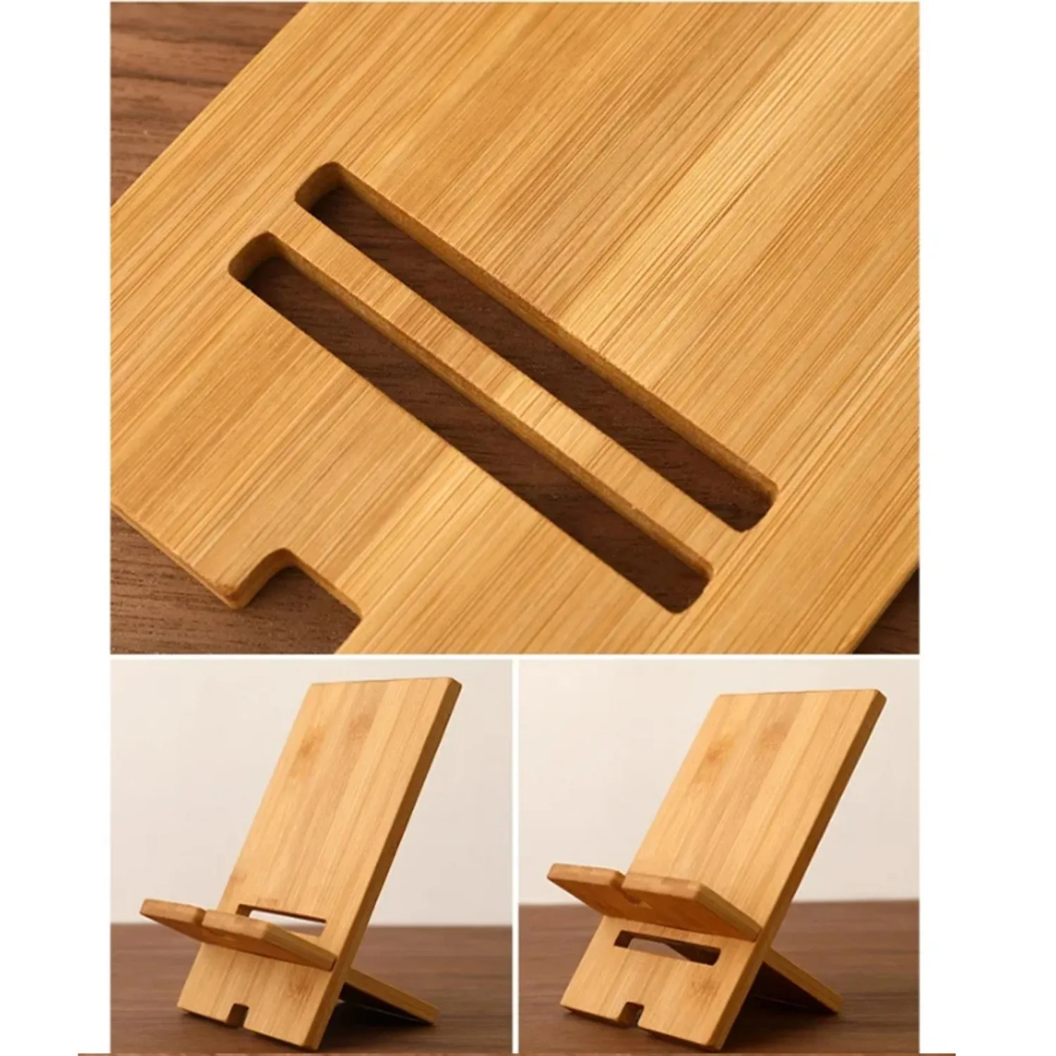 Desktop-Handyhalter aus Bambus, praktischer – Bild 6