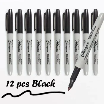 12 schwarze Permanentmarker, feine Spitze, wasserfest, schnell trocknend