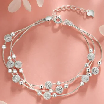 925 Sterling Silber Armband für Damen Vintage Luxus Verstellbare Perlenarmbänder Mode Schmuck Designer Party