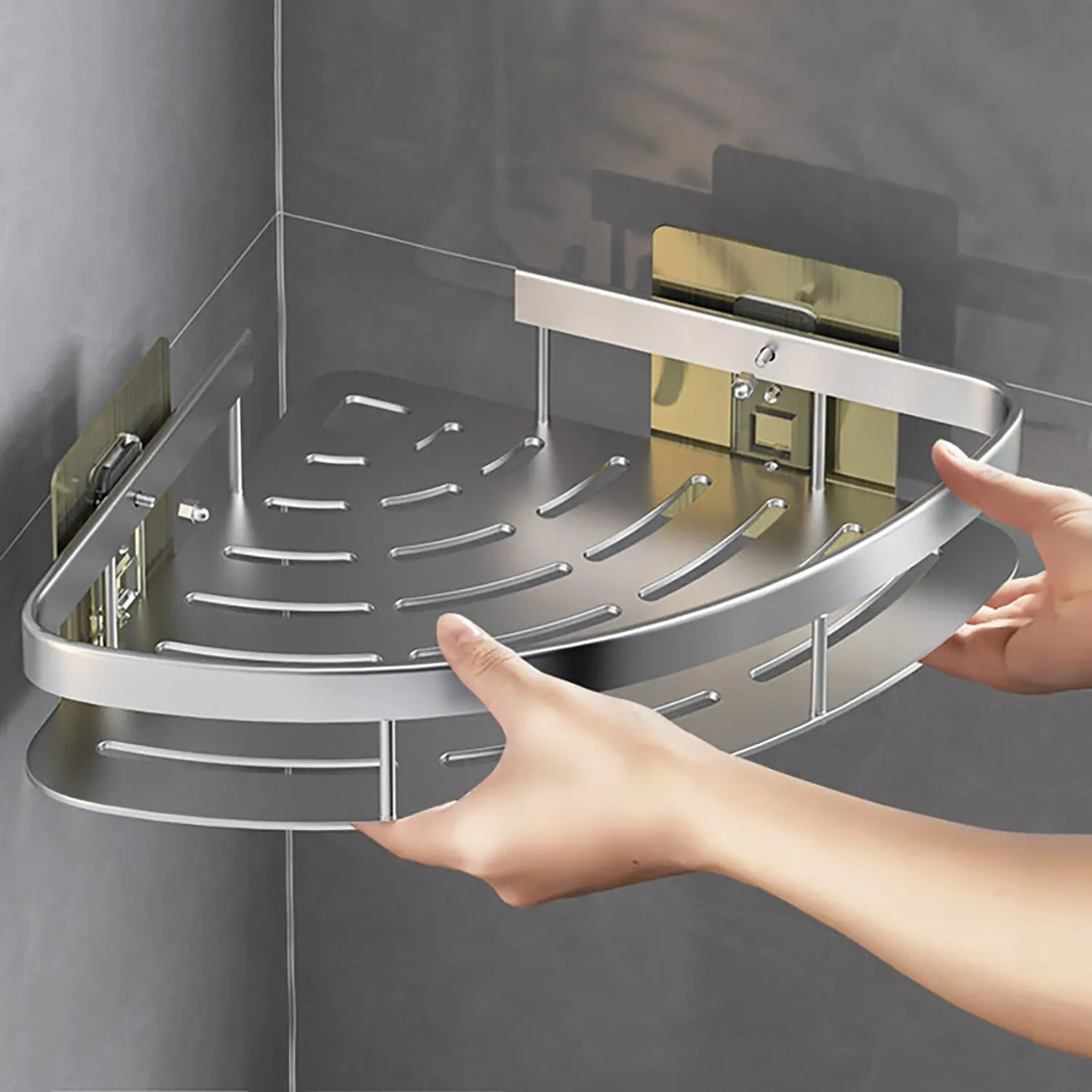 An der Wand montierter Dusch-Shampoo-Rack, Badezimmer-Rack – Bild 6