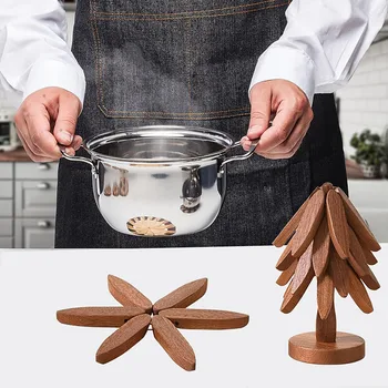 Baum Design Ständer Bambus Holz Untersetzer Dekorative Anti Verbrühungen Hitzebeständige Tischset Untersetzer