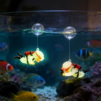 Aquarium-Dekoration aus Harz, Landschaftsgestaltung, Kleine Ornamente, Mini-Taucher, Leuchtende Aquarium-Deko