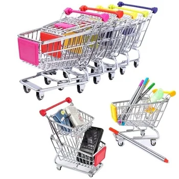 1:48 Mini Supermarkt Einkaufswagen Warenkorb Desktop Modell Kinderspielzeug Heimdekoration Miniatur