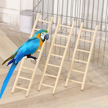 Papageienspielzeug aus Holz, Vogelkletterleiter, Papageienvogelkäfigzubehör, Massivholzständer, Kletterleiter
