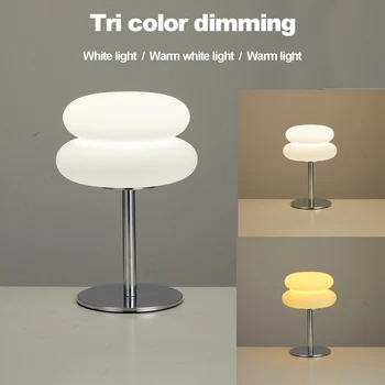 Bauhaus Tischlampe mit Kunststofflampenschirm für Schlafzimmer, Nachttisch, Wohnzimmer, Nordische Pilzlampe
