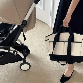 Windel-Canvas-Mama-Tasche, große Kapazität, Organizer-Tasche, Babyzubehör, wasserdicht, multifunktionale