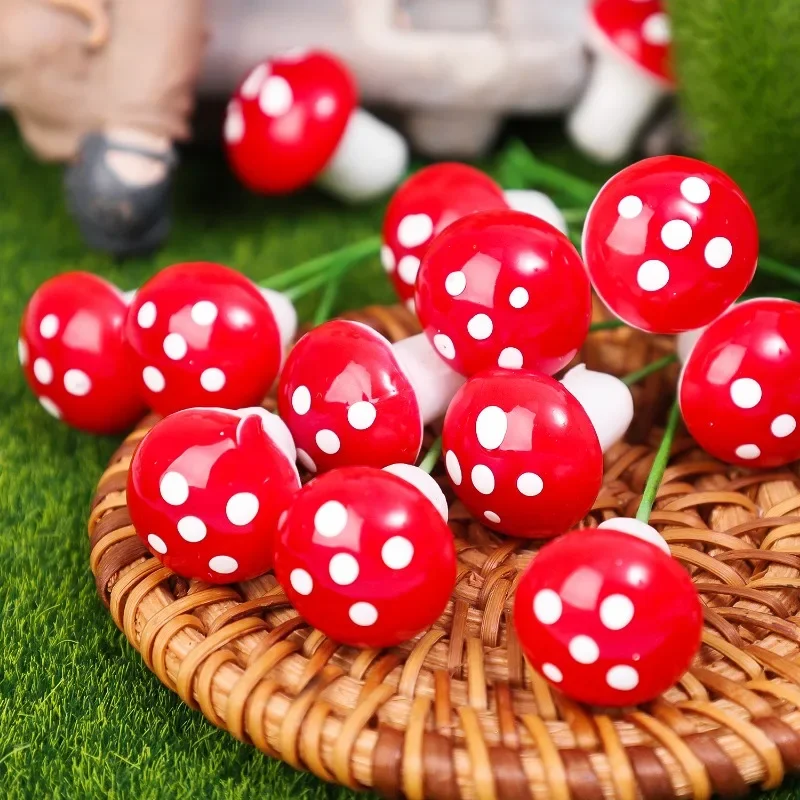 Mini-Pilz-Miniaturen, Schaumstoff, roter Pilz, künstlicher – Bild 4