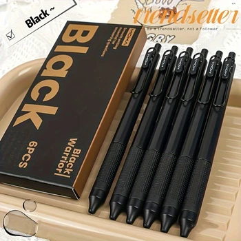 6er-Pack einziehbare 0,5-mm-Gelstifte mit feiner Spitze, schwarze Tinte ohne Verschmieren, sanftes Schreiben