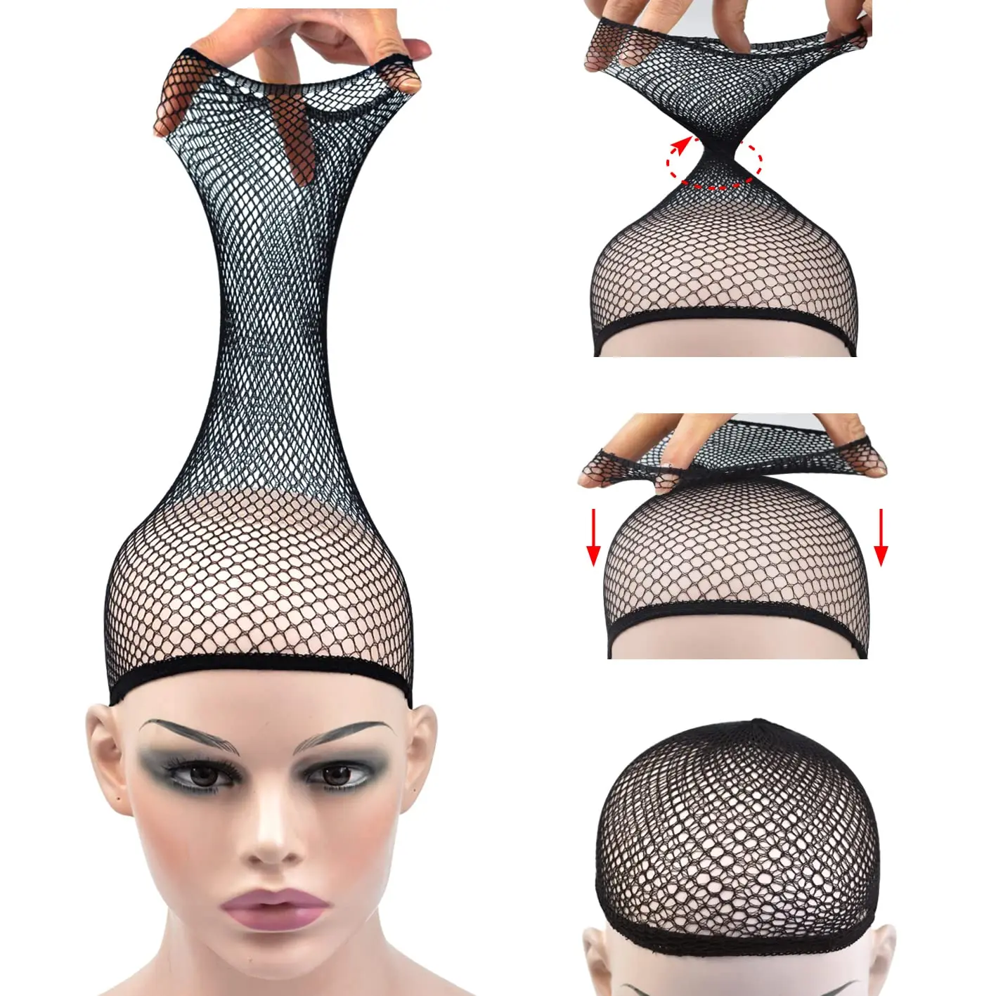 Mesh-Perückenkappe Dehnbares Elastisches Schwarzes Haarnetz