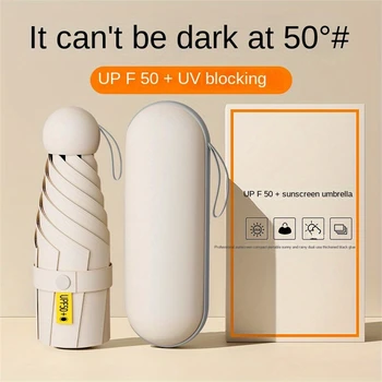Anti-UV-Mini-Regenschirm für sonnige und regnerische Tage, tragbar mit UV-Beschichtung und 6 verstärkten