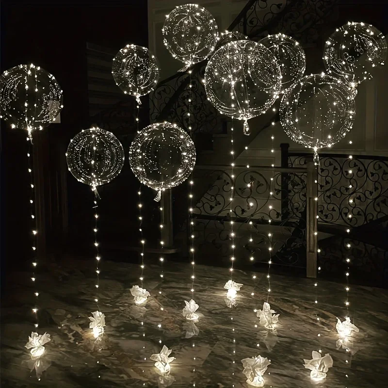 5 Sets LED-Leuchtballons, 50,8 cm, klarer, leuchtender