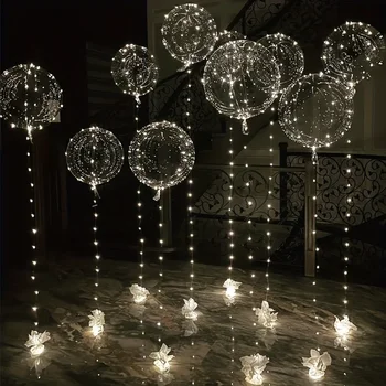 LED-Leuchtballons, 50,8 cm, klarer, leuchtender Bobo-Ballon mit 3 m Lichterketten, Party, Hochzeit (5 Stück)