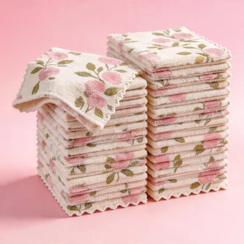 15er-Pack Korallenfleece-Reinigungstücher, geeignet für Küche, Bad, Glas und Autowäsche - super saugfähig