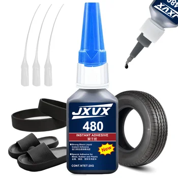 Superkleber schwarz 480, schnell trocknendes Cyanacrylat schwarz für Leder, Gummi, Reifen und Kunststoff