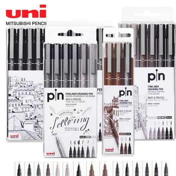 Uni Pin-200 Fineliner Zeichenstift, 3/6/12-teiliges Set, Skizzenset, wasserfeste Nadel, Gelstifte, 0,25-0,94