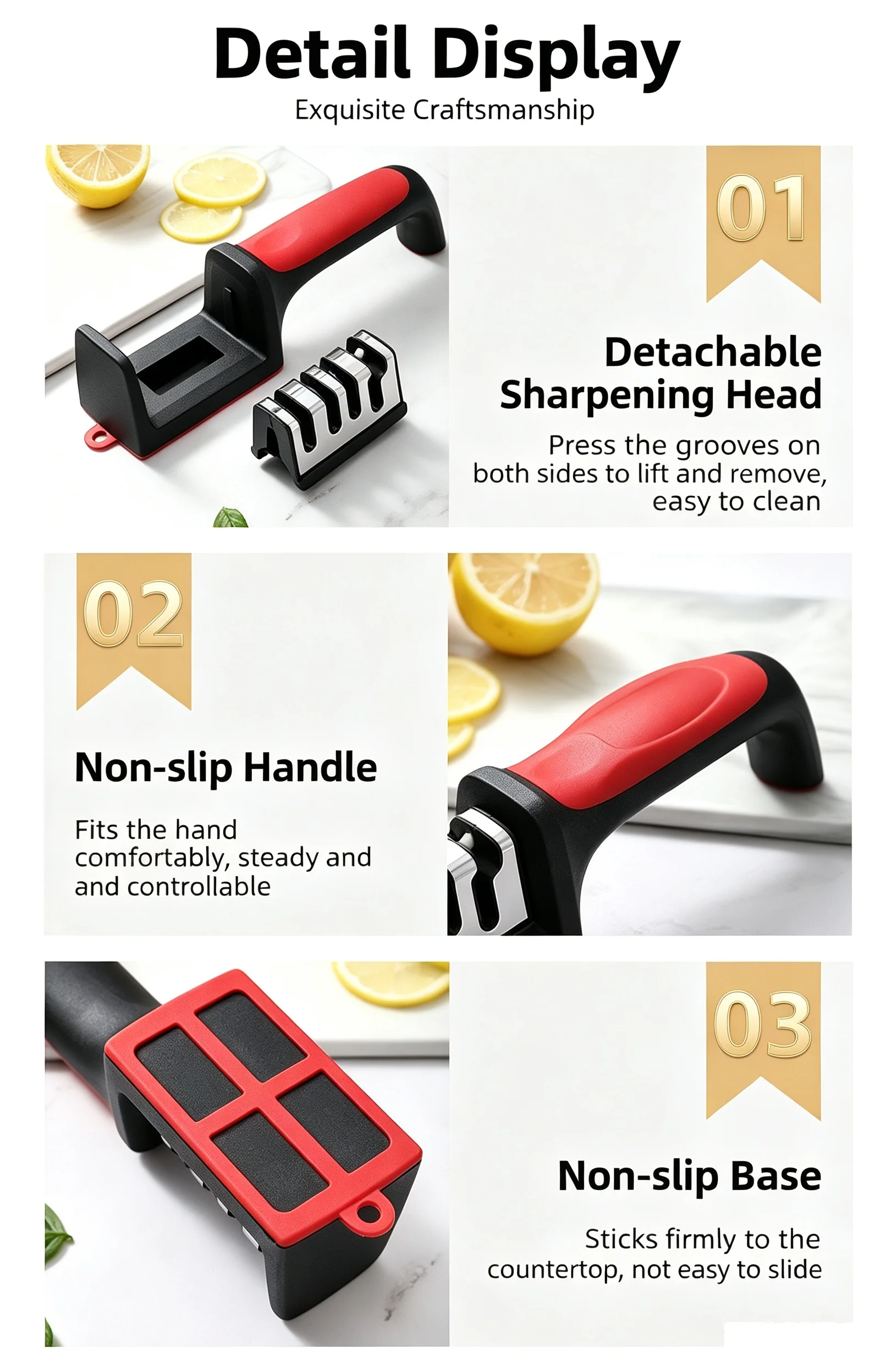 Küchenmesser mit 3/4 Segmenten und Geschenk-Schärfer – Bild 5