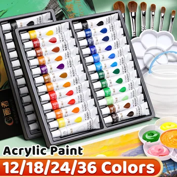 Lebhaftes Acrylfarben-Set, 12/18/24/36 Farben, 12 ml/0,42 oz Acryl-Malset für Papier, Holz, Leinwand, Felsen