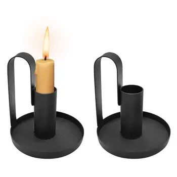 Kerzenhalter aus Schmiedeeisen, schwarze Kerzenhalter, Kerzenhalter für Hochzeit, Abendessen, Party-Dekoration
