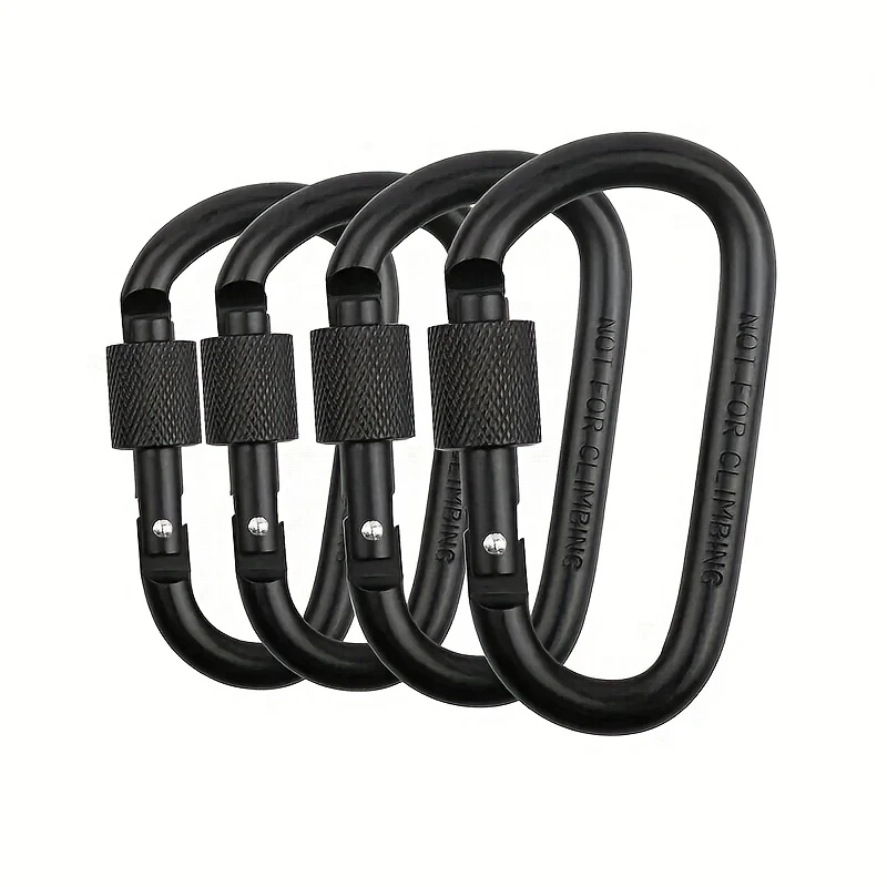 4 Stück Aluminiumlegierung D-Ring Karabiner Hängemattenhaken – Bild 6